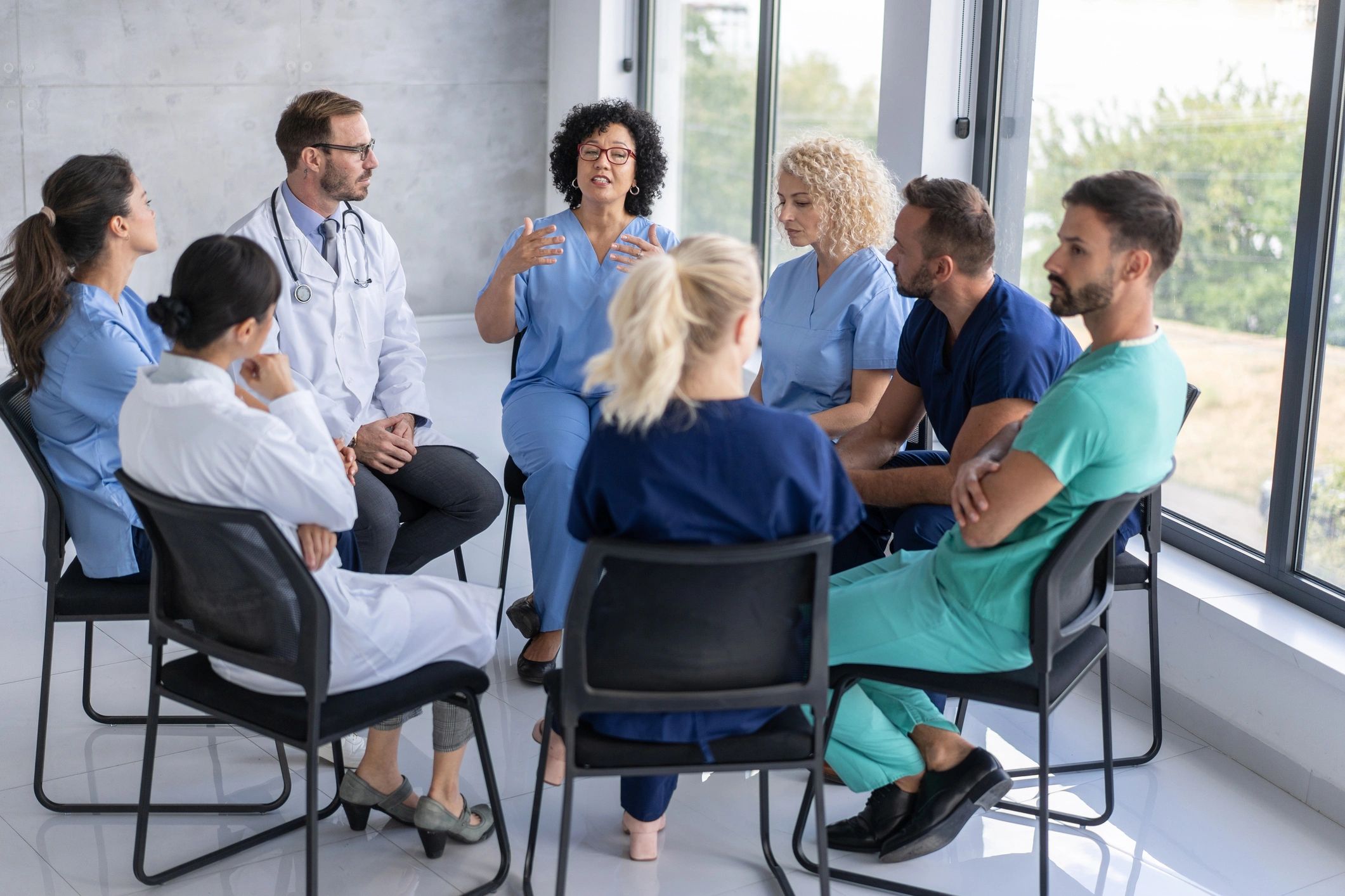 Healthcare team collaborating in a meeting
